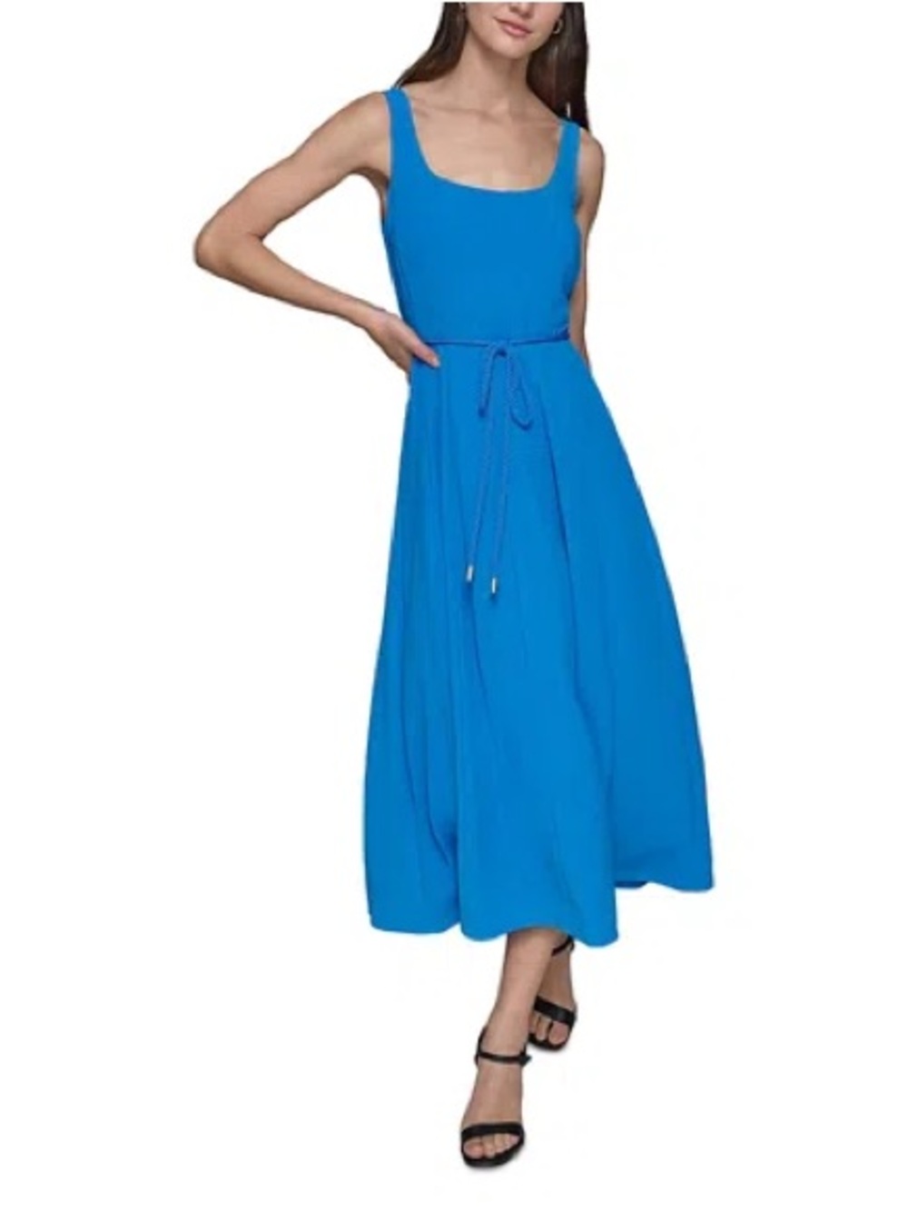 Nwt karl lagerfeld Scoop-Neck Belted Sleeveless Midi Dress